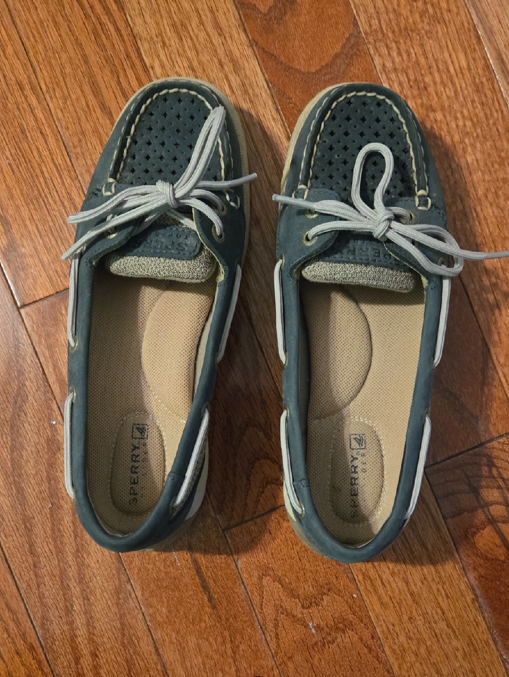 Sperry Women's Teal Perforated Suede Moccasins